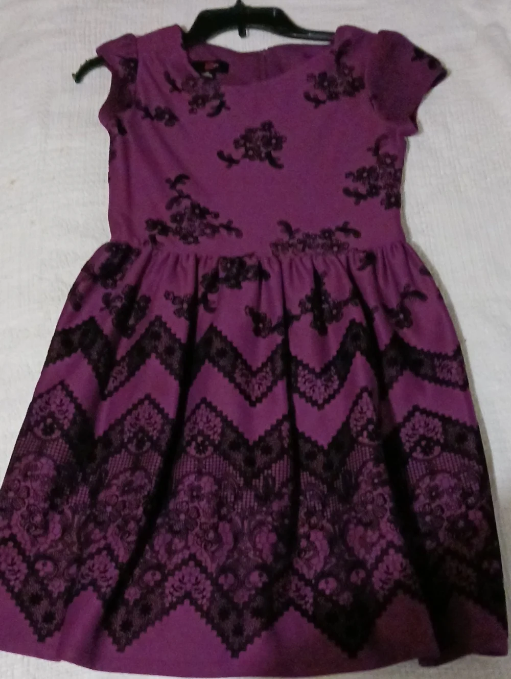 Girls Purple Floral Patterned Party Dress